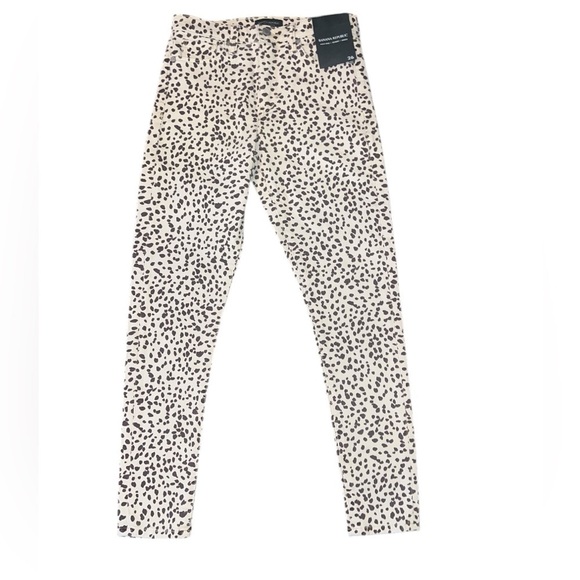 Banana Republic Premium Denim High Rise Skinny Beige Leopard Pants Jeans 26 NWT - Picture 3 of 8